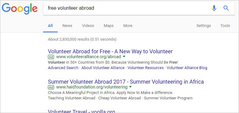 how to search volunteer abroad for free 