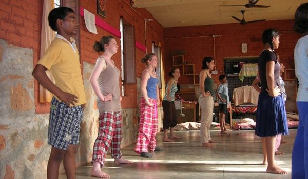 volunteer having fun time in indian family